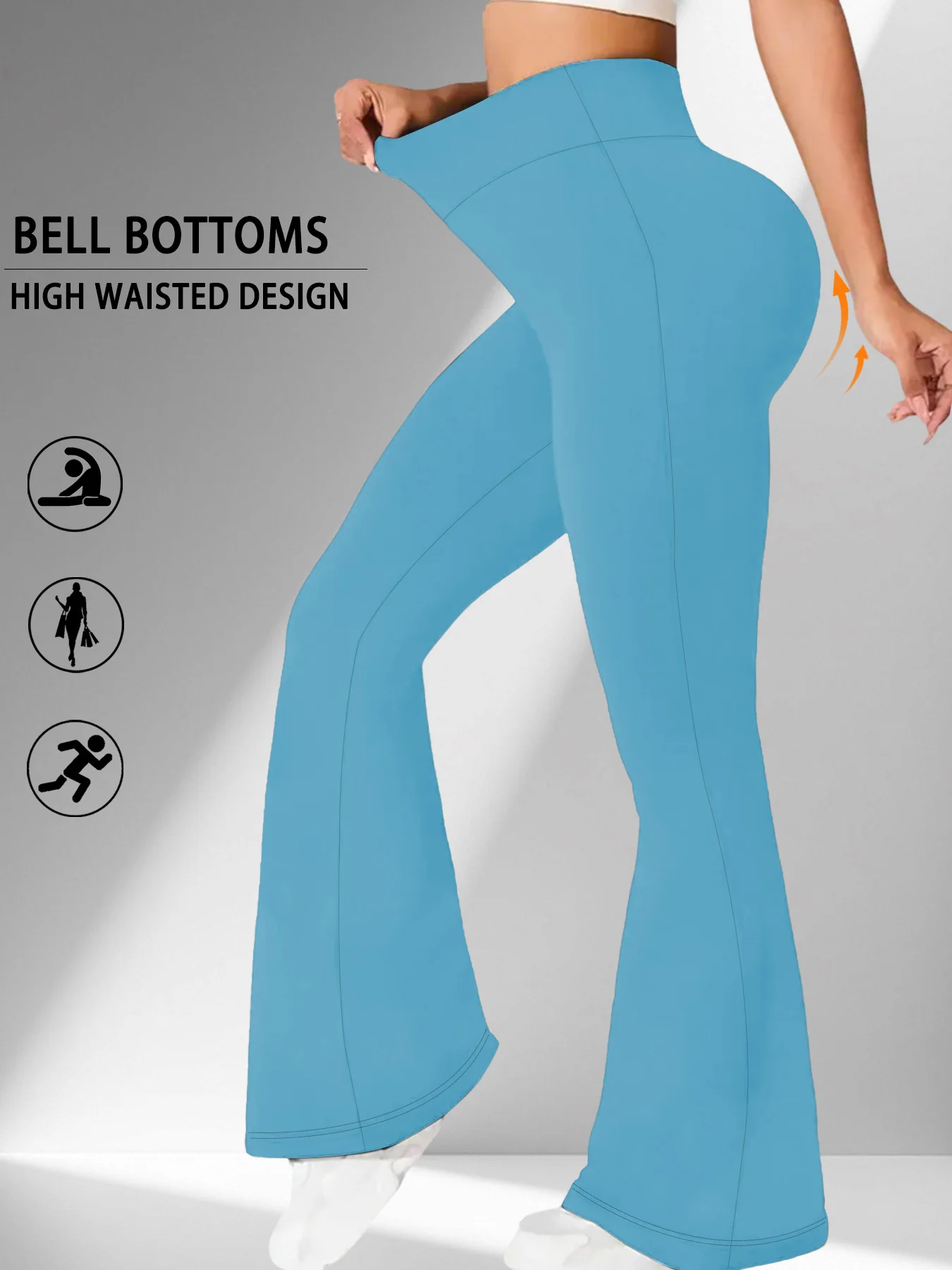 Elegante Damen-Flare-Hose mit hohem Bund für Yoga-Workouts. Geeignet für Damen-Leggings zur Freizeitnutzung. – Detail 13