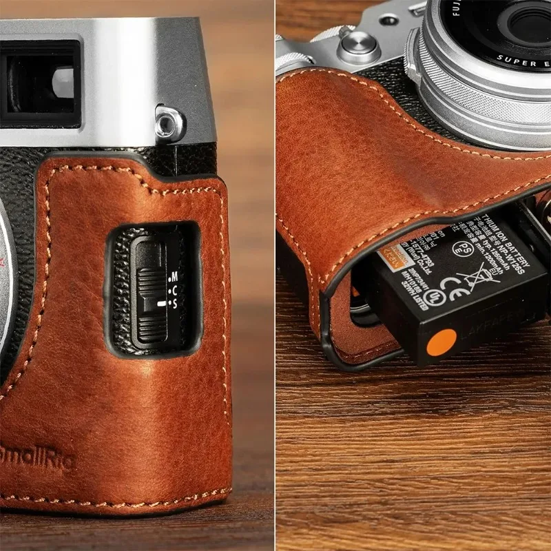 SmallRig 4699 Leather Half Case Kit for FUJIFILM X100VI Retro Handmade Protective Camera Base with Strap 4700