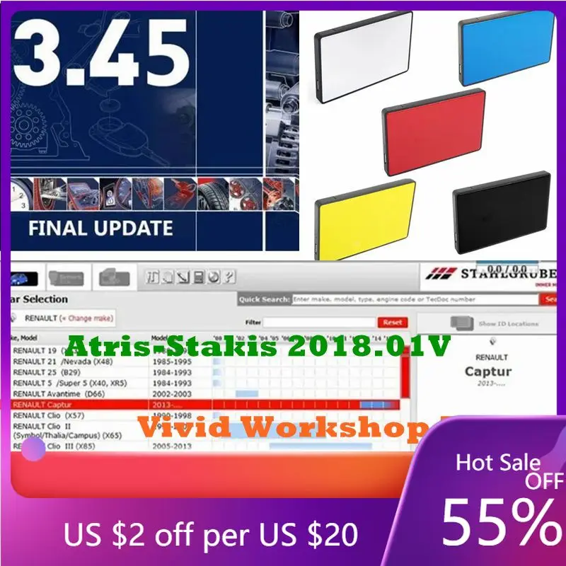2025 Latest Auto Data 3.45 Car Software + Vivid Workshop Data Atris-Stakis Technik 2018.01V Multi Languages Polish Spanish Link