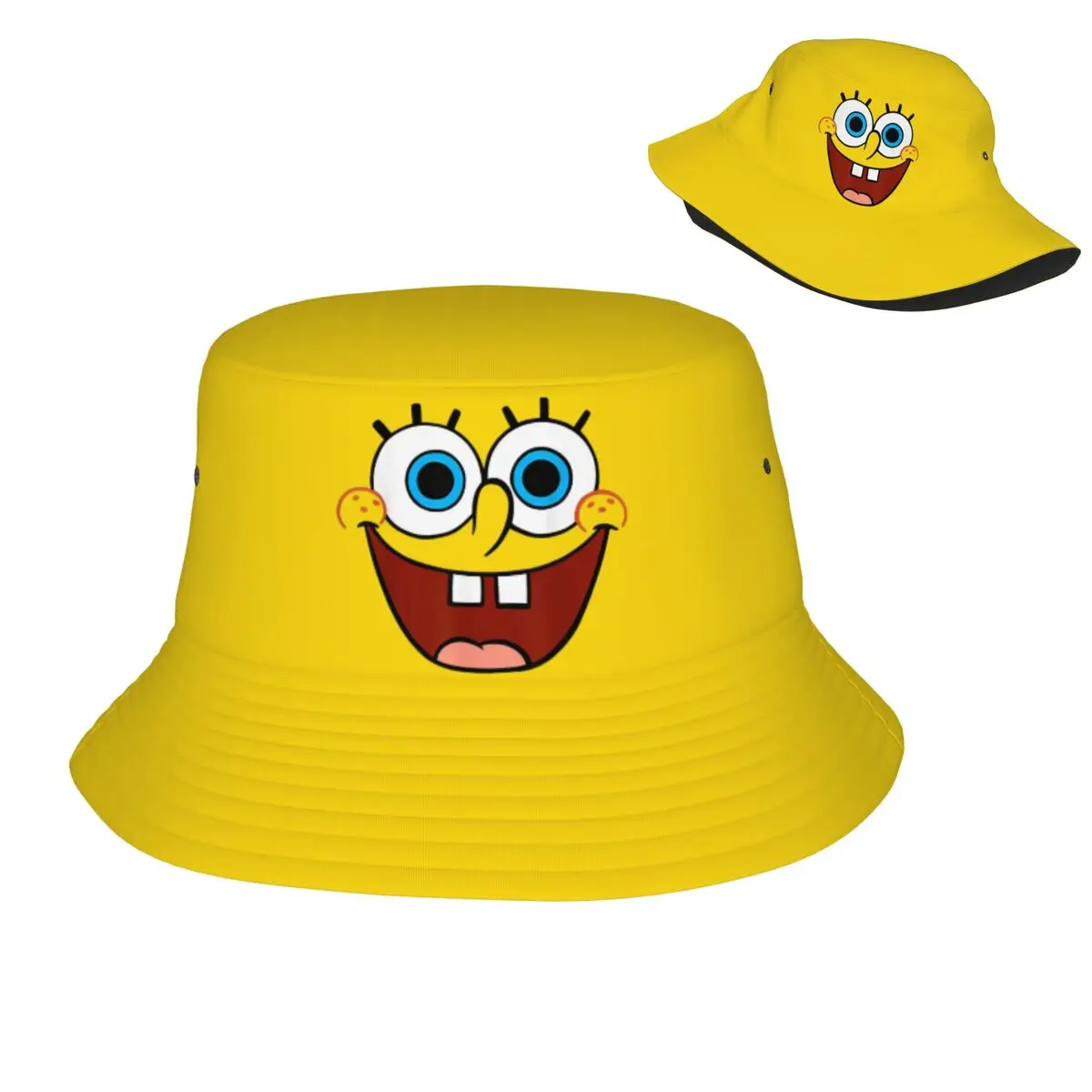 Autumn Panama Hat Spongebobed SquarePants Large Smiling Face for Men Women Fisherman Caps New Cotton Bucket Hats Fisherman Hat