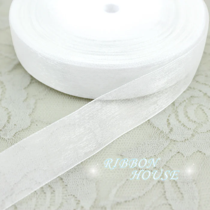 (50 yards/roll) 3/4\'\' (20mm) White Organza ribbons gift wrapping decoration Christmas ribbons