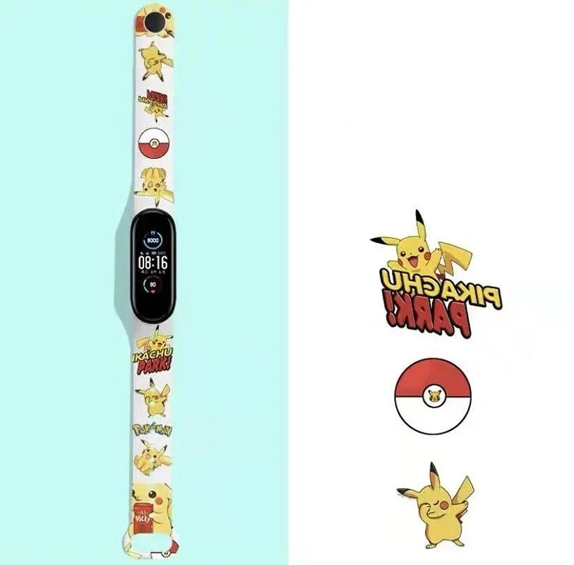 Pokemon Pikachu Millet Strap Mi Band per Xiaomi 7 4 5 6 Cartoon Animation bracciale Strap Tpu cinturino sportivo sostituibile