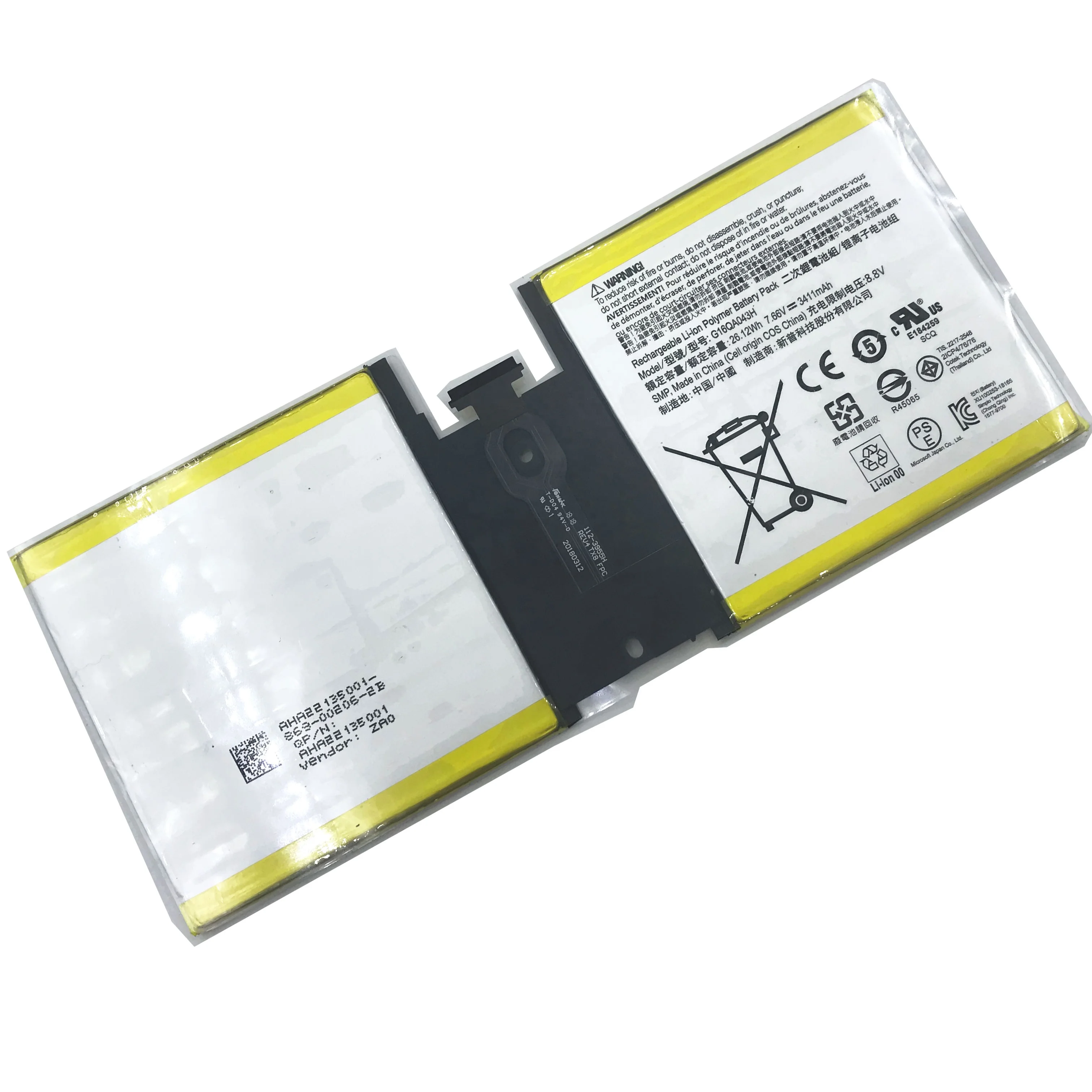 

Genuine G16QA043H Battery for Surface Go 1824 Series Tablet 7.66V 3411mAh