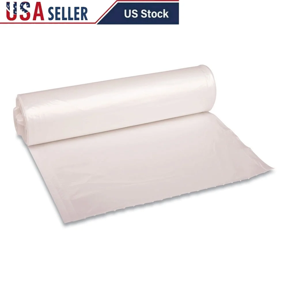

33 Gallon Clear Can Liners 1.1 Mil Recycled Low-Density Polyethylene Coreless Rolls 10 Bags Per Roll Superior Strength Easy