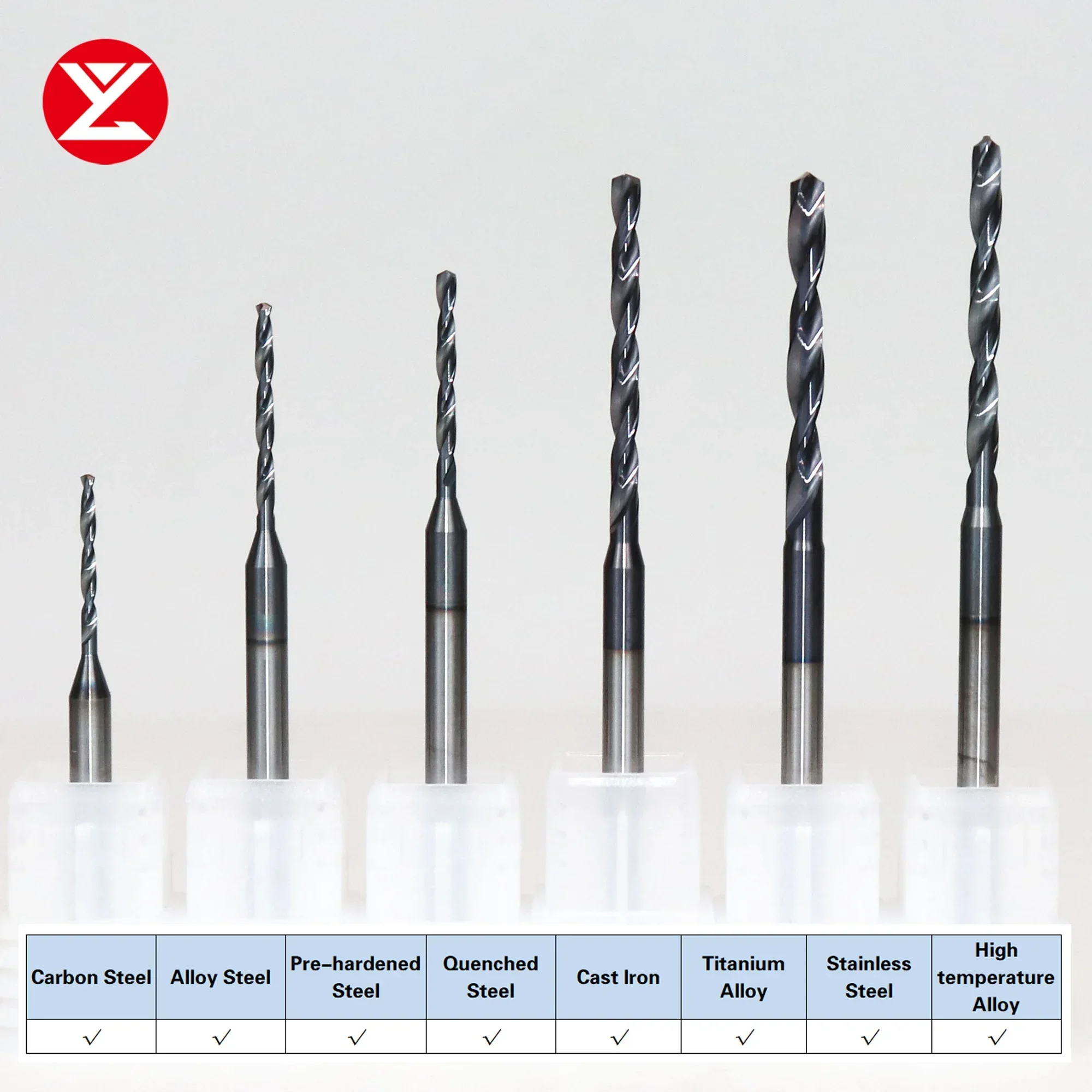 YZ428 0,1 mm tot 1,79 mm microboor volhardmetaal min bitdiameter CNC gatbewerkingsgereedschap precisie voor roestvrij staal, superlegering