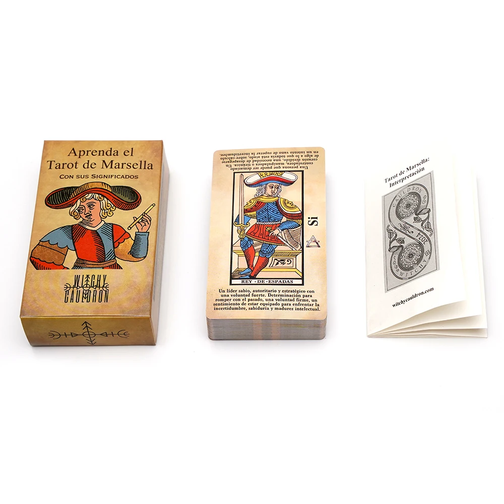 French Oracle Aprenda el de Marseille Tarot للمبتدئين بطاقات التارو المصورة مع التارو الفرنسي مع دليل التعليمات