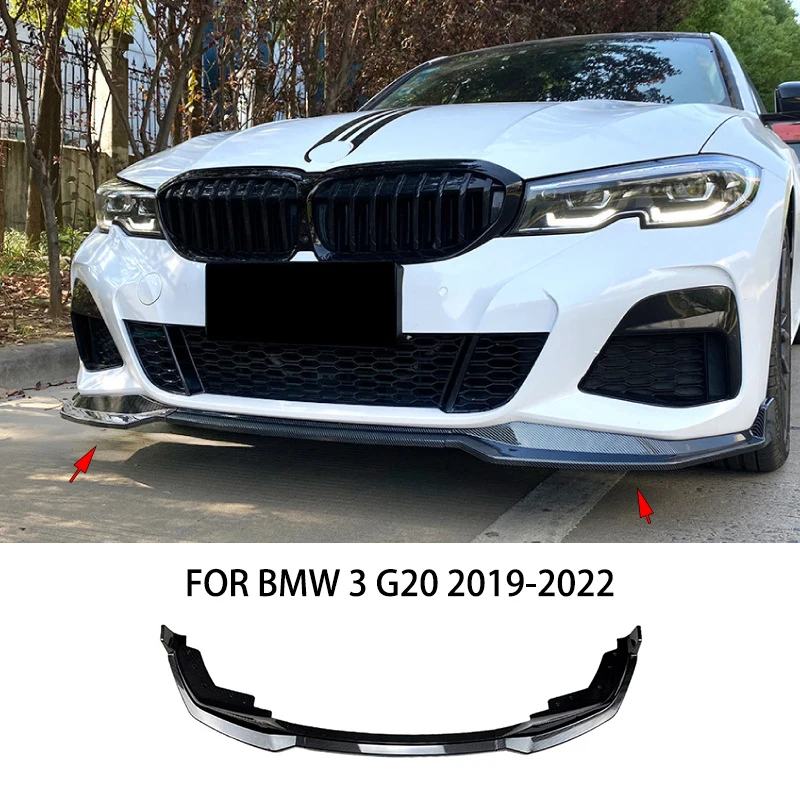 

Car Accessories FOR BMW 3 G20 2019-2022 black Carbon fiber LOOK ABS Front Bumper Lip Spoiler Splitters Cover Body kit Side Skirt