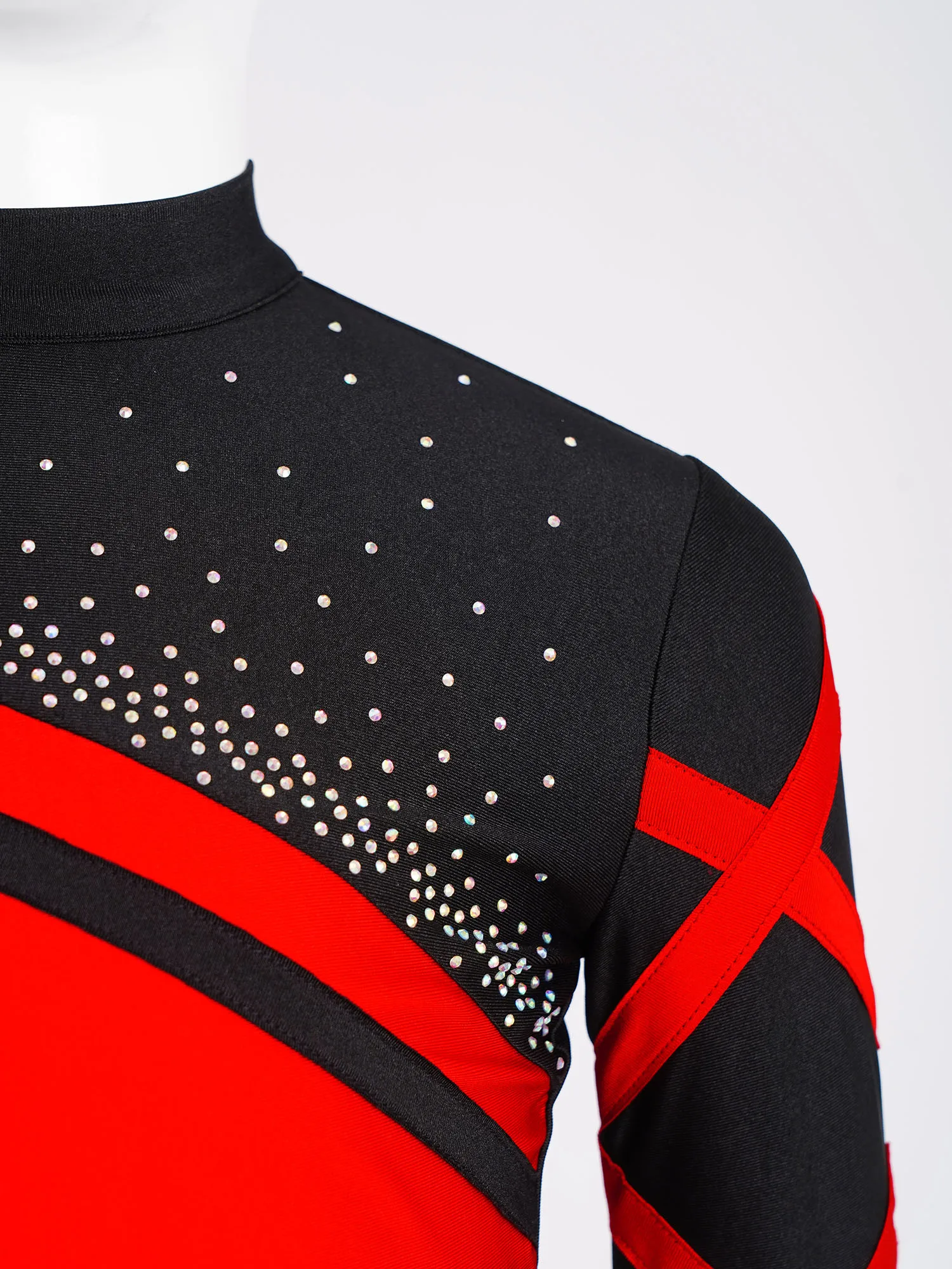 Tenue de danse lyrique moderne pour enfants filles, tenue de gymnastique, patinage artistique, strass brillants, haut court avec jupe en maille fendue sur le côté, vêtements de danse