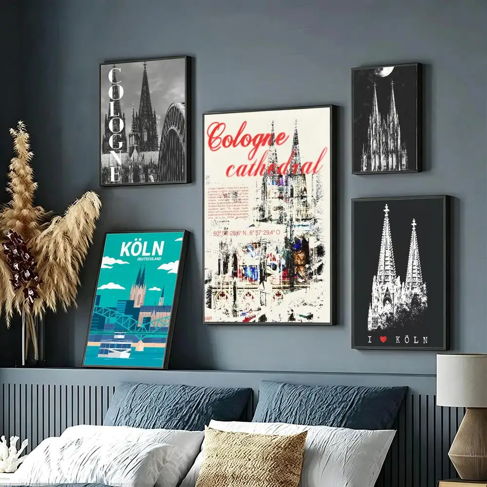 art Cologne Cathedral Poster Wall Posters Self-Adhesive Wall Stickers Home Decoration for Bedroom Living Room