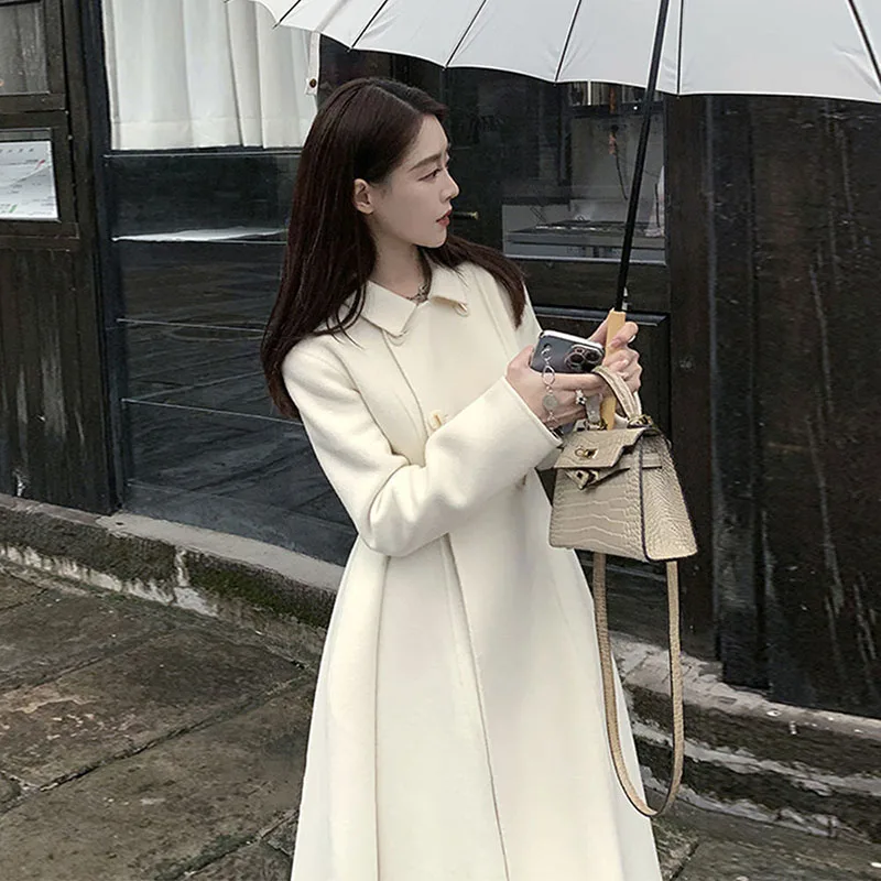 2023 Autumn And Winter New Fashion Small Fragrance Style Temperament Celebrity Slim Fit Thickened Mid Length Woolen Coat Women