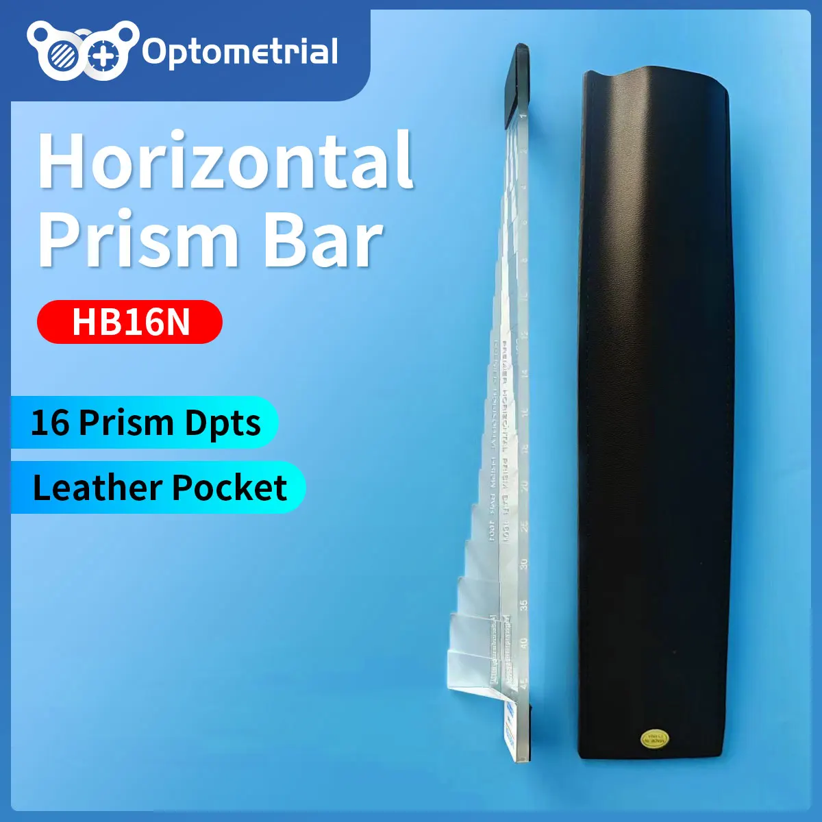 

HB16N Quality Ophthalmic Horizontal Prism Bar 16 Diopters Strabism Tester Leather Bag Packed