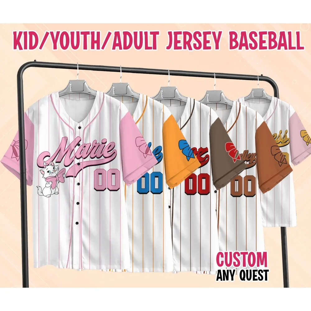 

Disney The Aristocats Baseball Jersey Collection Disney Jersey Marie Cat Shirt Magic Kingdom Jersey Disney Family Jersey