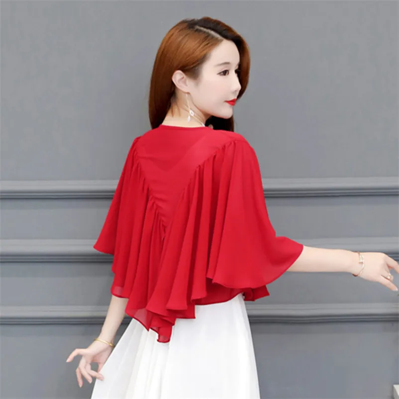 Cárdigan corto de gasa para mujer, Tops informales con mangas de mariposa, prendas de vestir, blusa elegante para fiesta, verano 2026