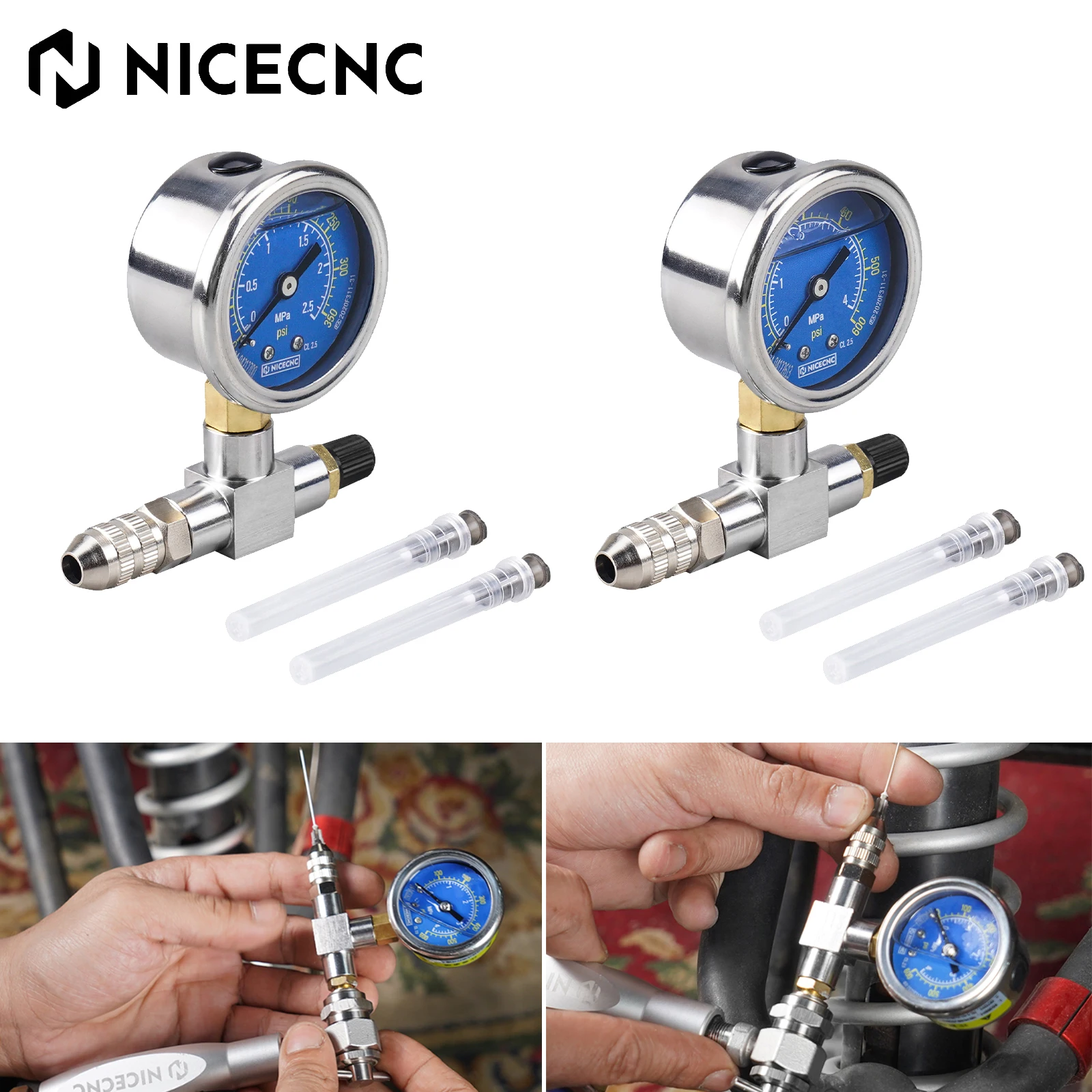 350 600PSI Shock Nitrogen Gauge Needle Fill Tool For Yamaha Polaris RZR CanAm Arctic Cat Snowmobile KTM Honda Suzuki Kawasaki