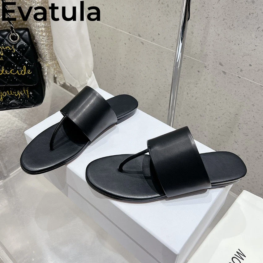 2025 Summer Flip Flops Flat Slippers Women Designer Open Toe Real Leather Mules Ladies Casual Vacation Beach Slides Shoes Femme