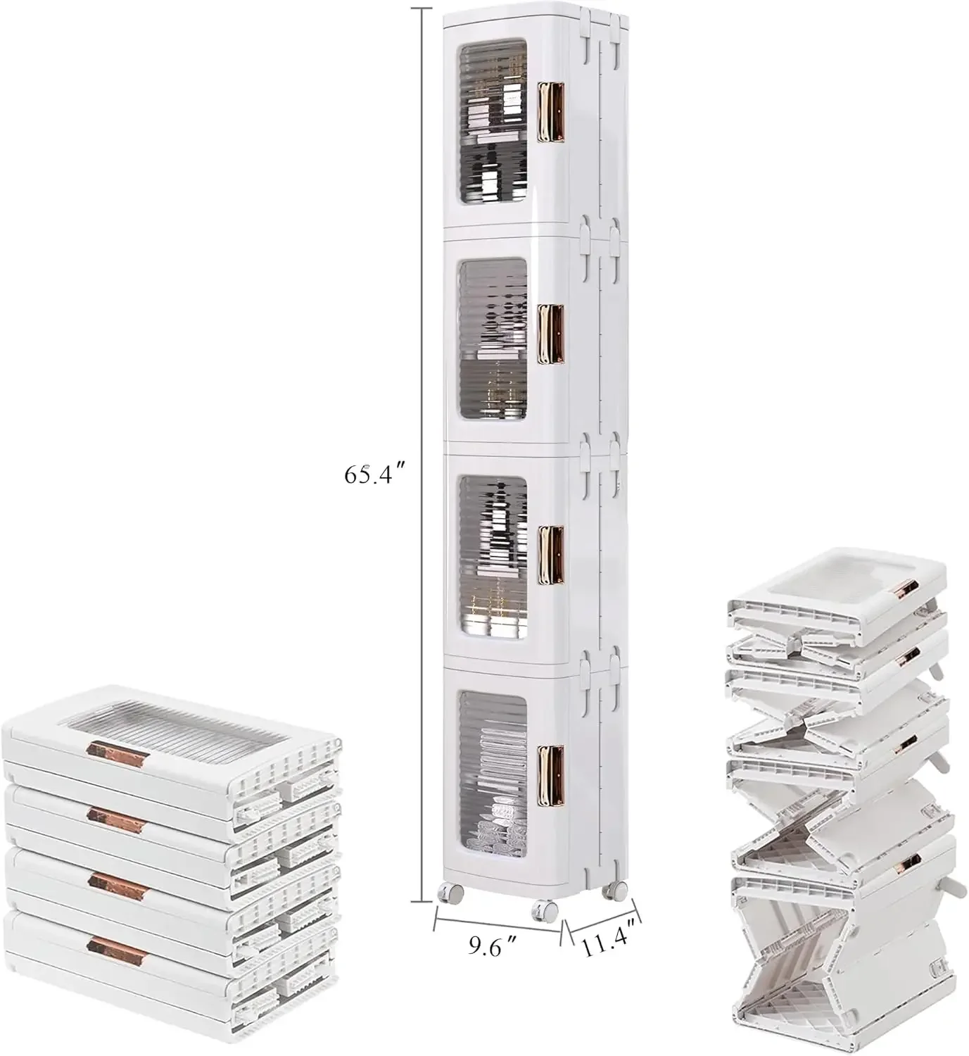 خزانة تخزين بلاستيكية ضيقة طويلة من 4 طبقات مع عجلات متحركة، أرفف قابلة للتعديل، أبواب مغناطيسية، #2