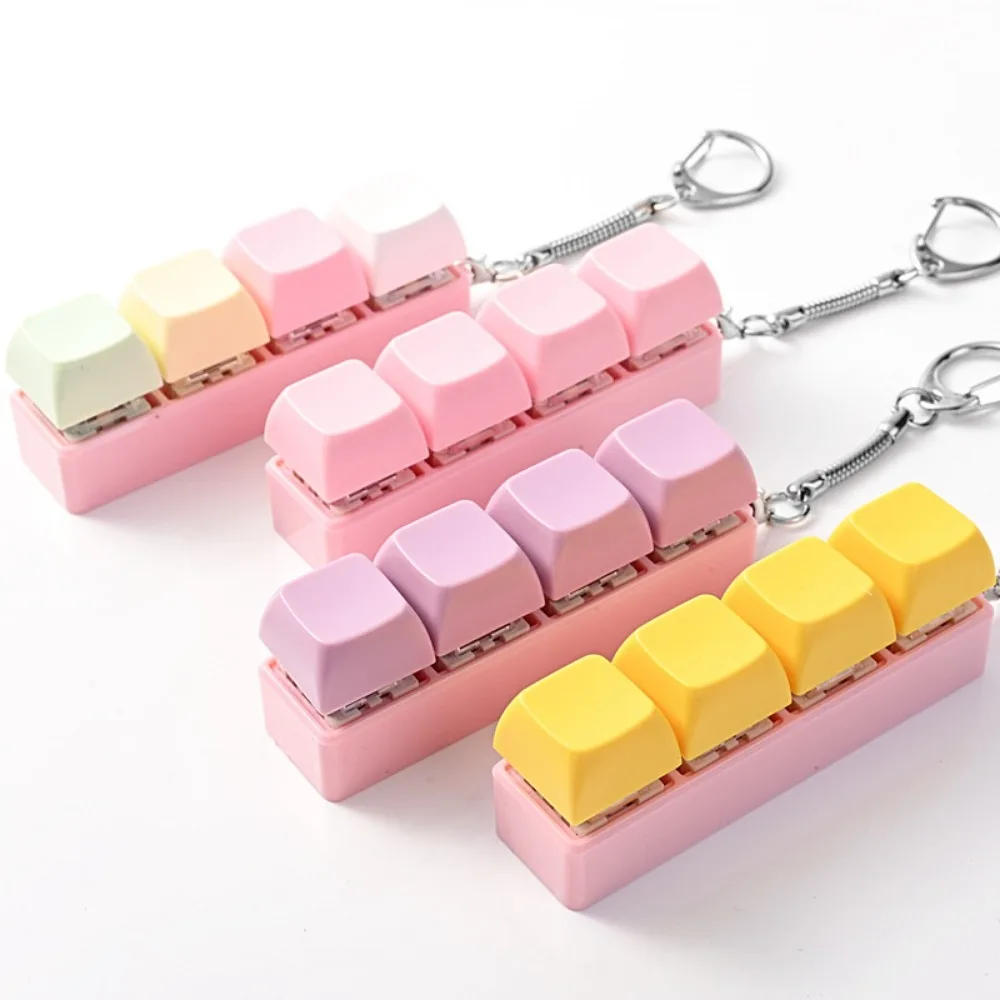 4/8/12/20Pcs Macaron Keyboard Fidget Keycap Keychain Stress Relief Pendant Xmas Birthday Valentine Office Party Gift Charm