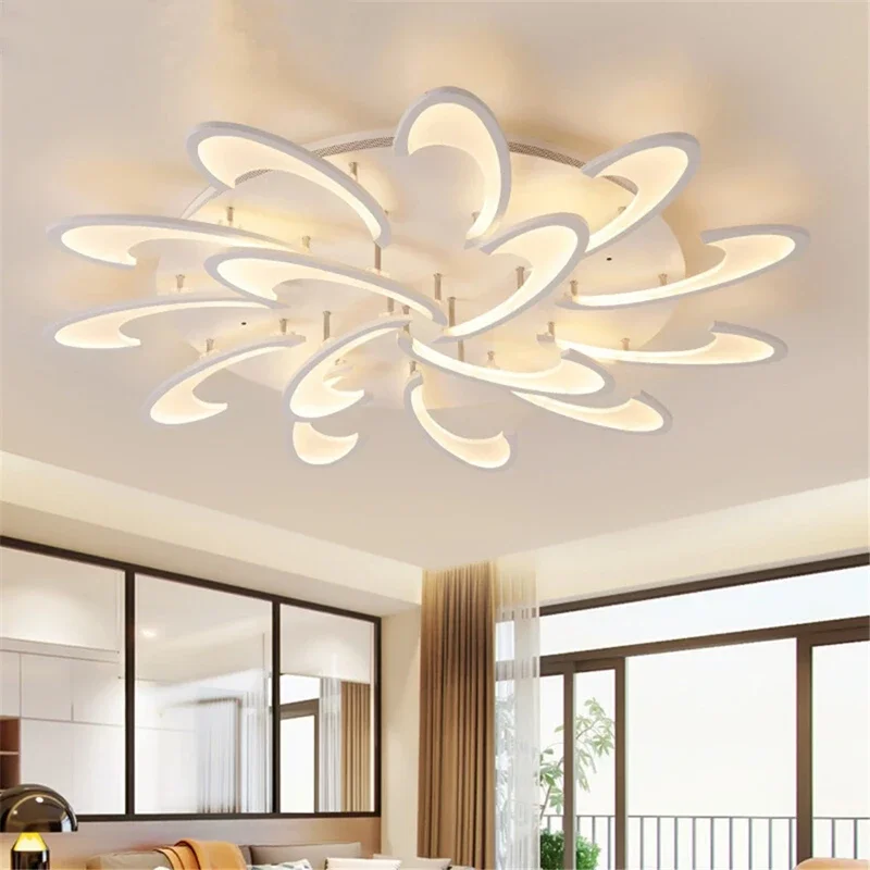 Modern New Black White Bedroom LED Ceiling Lamp Modern Minimalist Light Luxury Nordic Petal-Shaped Study Exquisite Bedroom Lamp