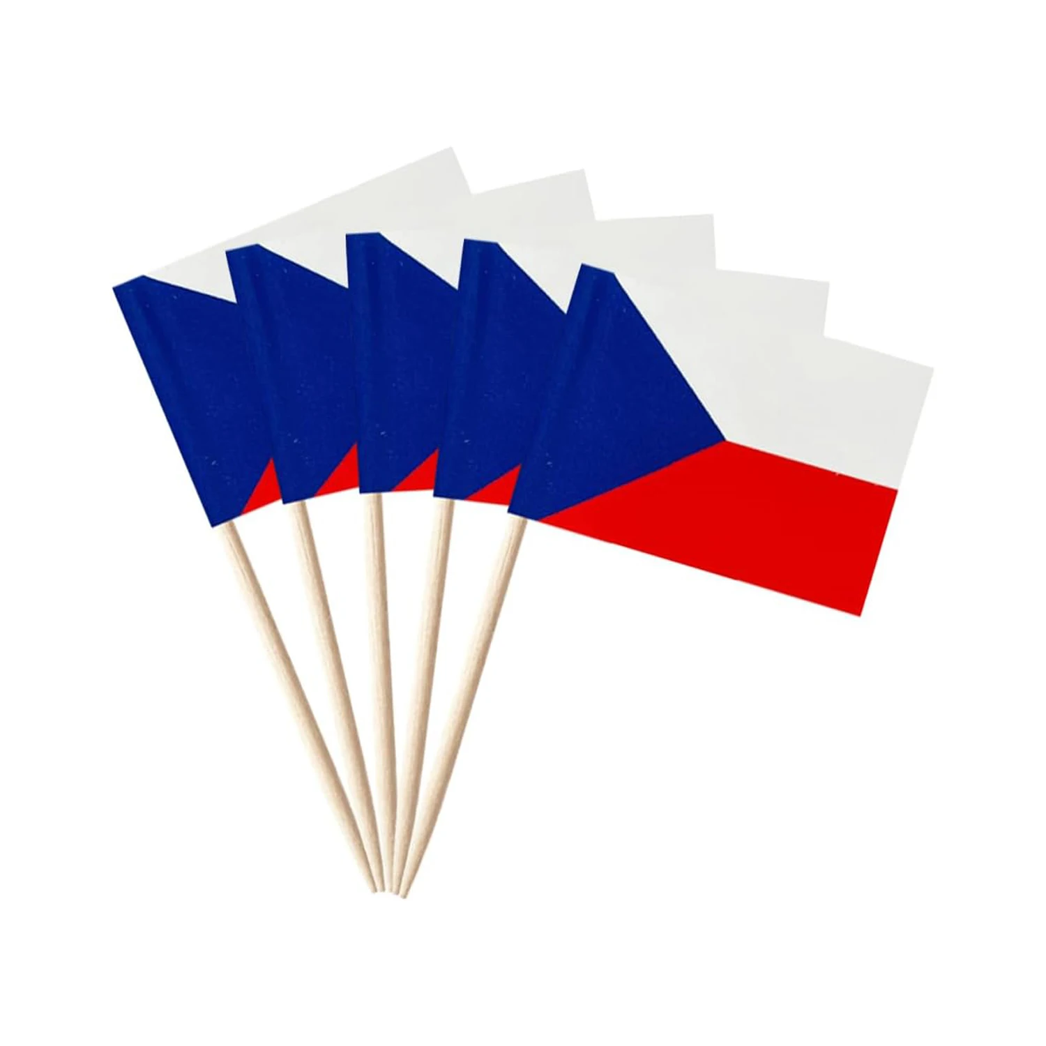 100 Stück Zahnstocher-Flaggen aus der Tschechischen Republik, Mini-Cupcake-Topper für kleine tschechische Republik, Stick-Flaggen, Banner, Party, Cocktail, Obst