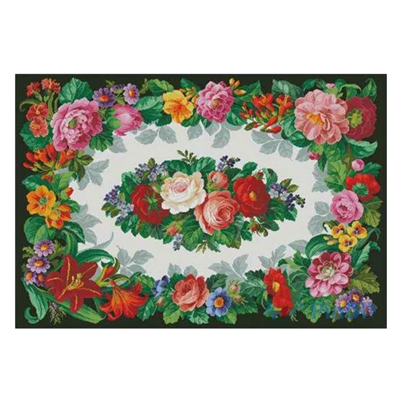 DIY Cross-stitch Kit Saga Rose Tapestry Handwork Embroidery with Optional Printed Fabric Point Stitching Art Kit for Creations