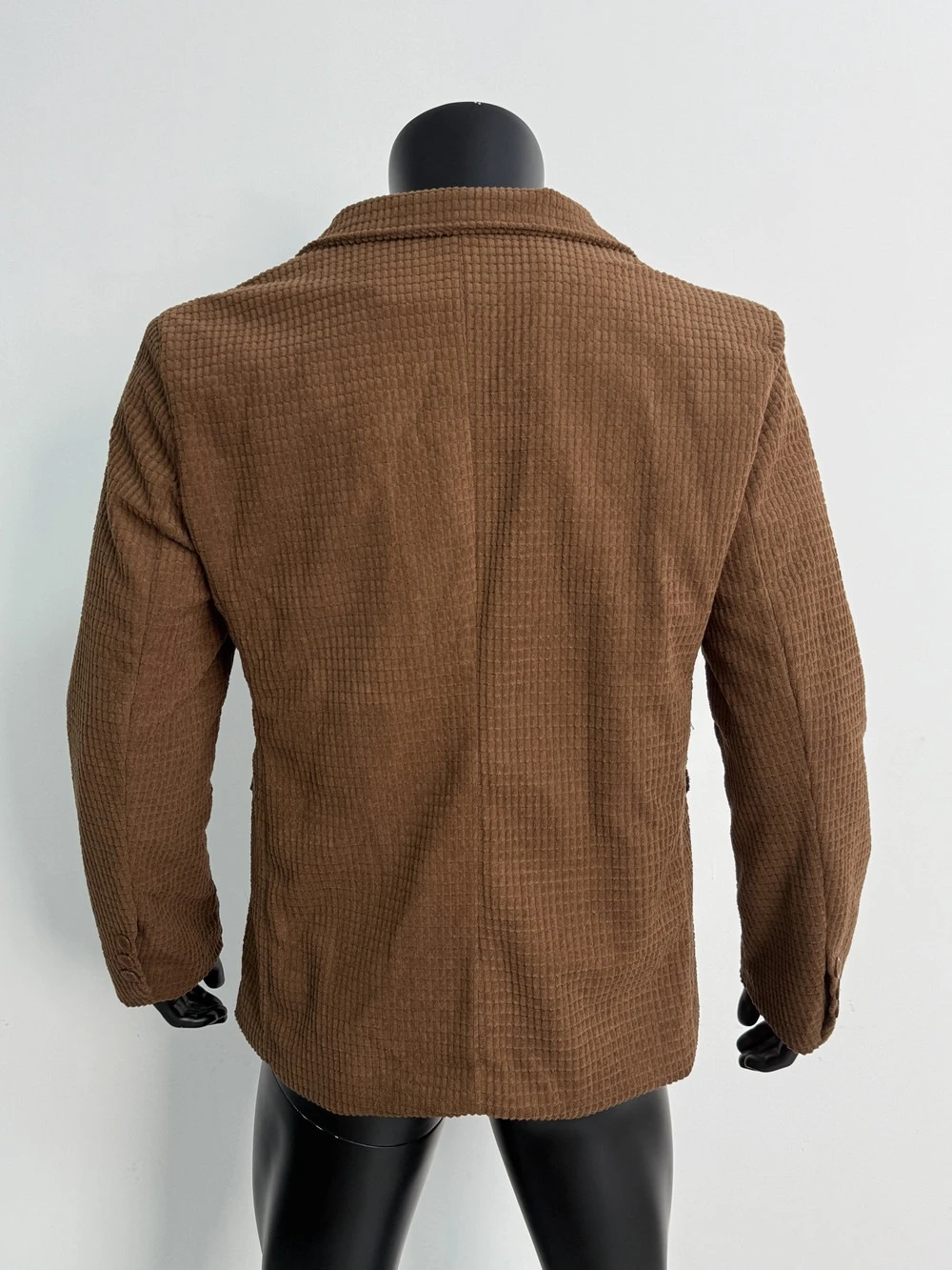 Autumn Winter Men Textured Waffle Blazer Notched Collar Single‑Breasted Casual Suit Jacket Solid Color Business Daily Male Outer