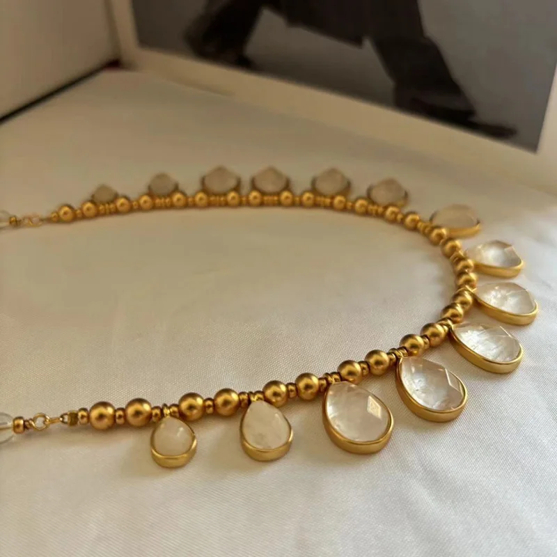 Waterdrop crystal drop long necklaces for women luxury designer necklaces vintage elegant jewelry new in 2025