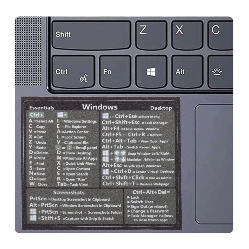 for PC Reference Keyboard Shortcut Sticker Adhesive for Laptop Notebook Desktop