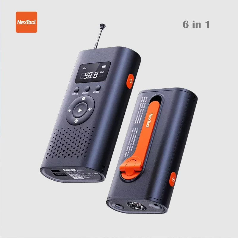 Nextool 6-in-1 AM FM Radio Flashlight Manual Power Generation Emergency Alert Laser Light 4500mAh Power Bank for Outdoor