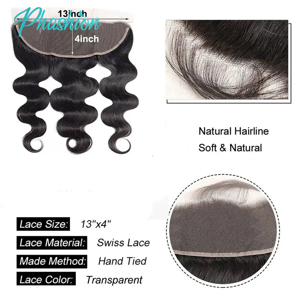 Phashion 26 28 30 Inch 13X6 13X4 Lace Frontale Pre Geplukte Zwitserse Hd Transparant Full Front Alleen Body Wave 100% Remy Mensenhaar