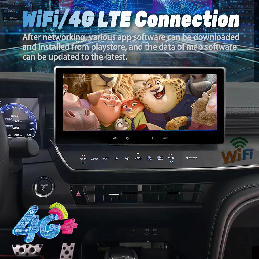 1920*720 Android 13 Qled schermo lettore Video multimediale per Toyota Camry 2024 CarPlay Autoradio Autoradio 128GB unità principale GPS