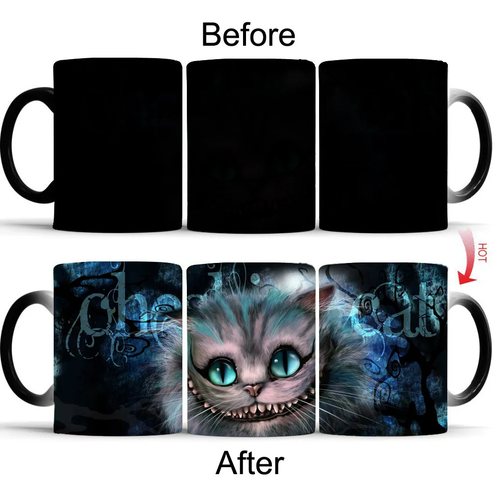 

Cheshire Cat Color Changing Ceramic Mug Anime Couple Funny Coffee Mug Perfect Christmas Or Birthday Gift