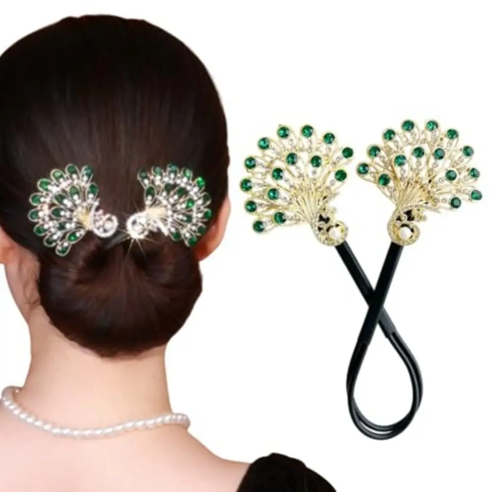 Elegant Peacock Shape Hair Bun Maker Twist Headwear Roll Hair Tool Hairstyle Twist Easy Fast Snap Hairpin Women