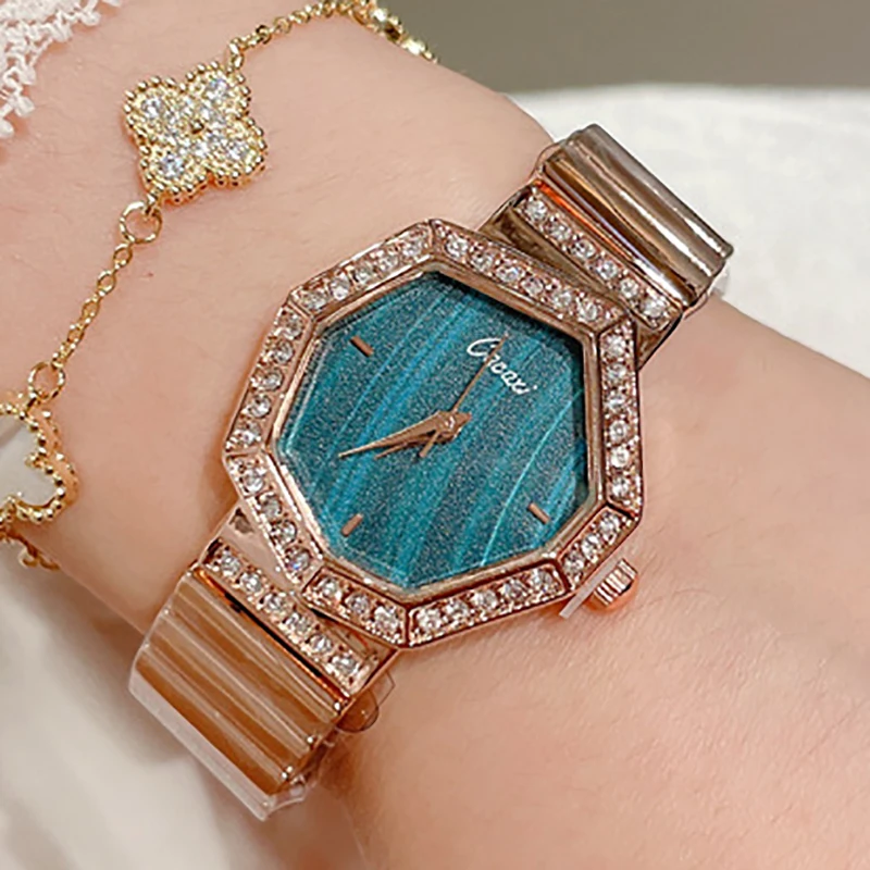 Top Brand Luxury Women Watches Unique Design For Ladies Wrist Watches Fashion Elegant Gold Steel Band Female Clock Gift