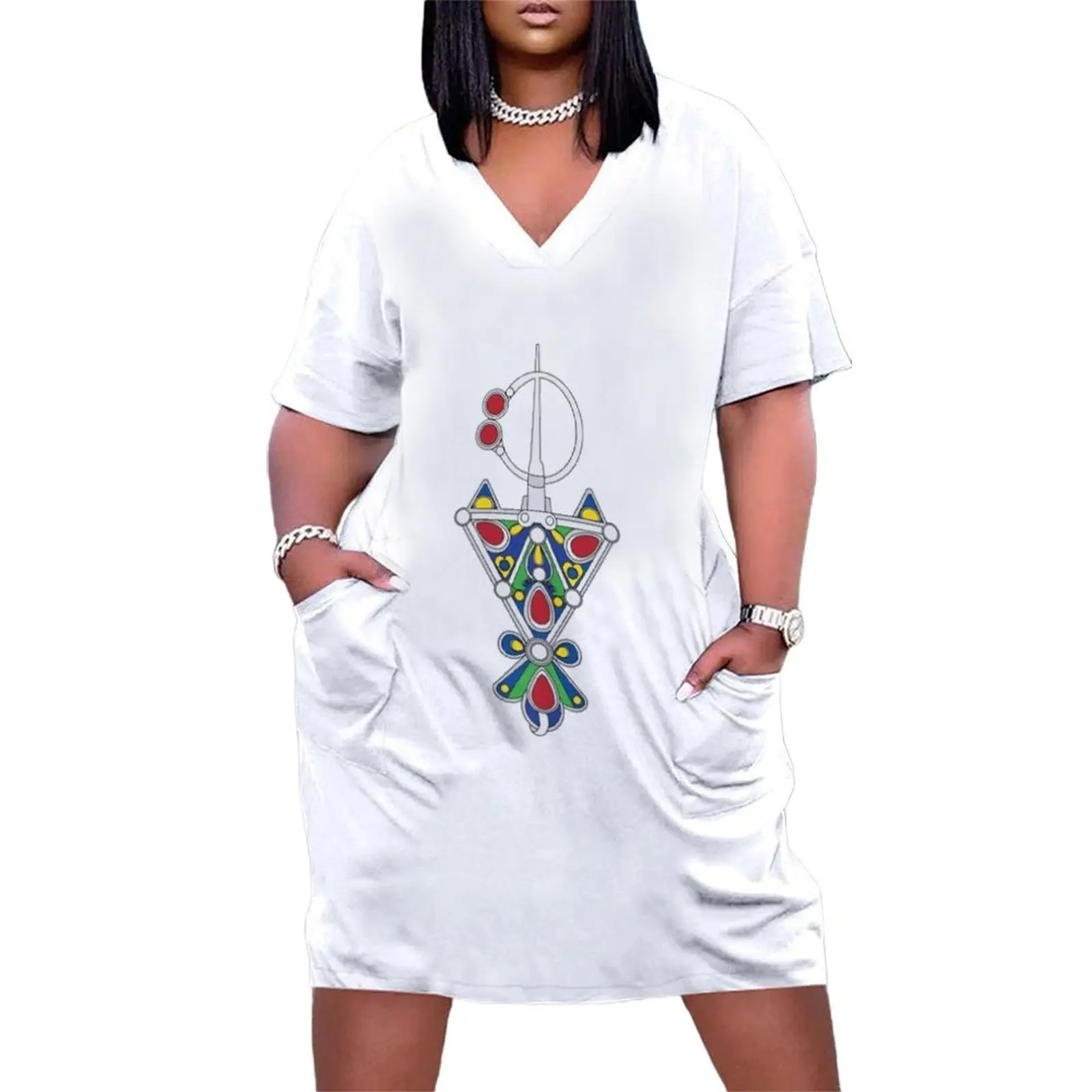 

Amazigh Berber kabyle Symbole Loose Pocket Dress elegant chic women dresses promotion luxury evening dresses for women 2024