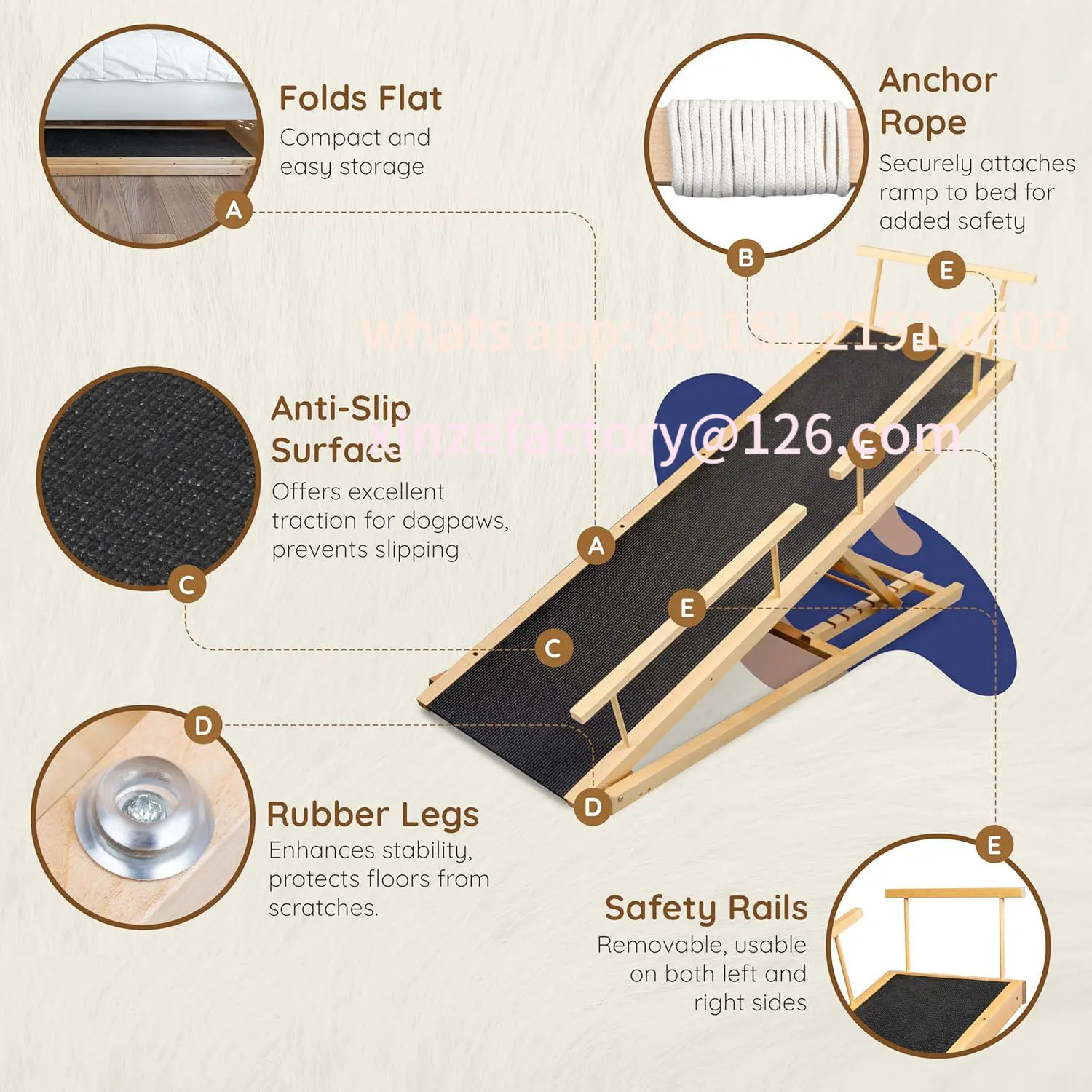 

Customizable dog climbing frame Solid wood dog climbing ladder Pet stairs Step sofa Bed up and down stairs