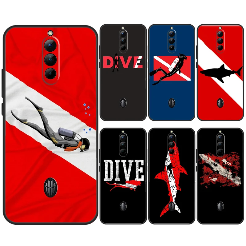 Dive Scuba Diver Shark Diving Flag Case For ZTE Nubia Red Magic 8S 8 9 Pro Plus Red Magic 6S 7S 6 7 Pro 6R 5S 5G Cover Coque