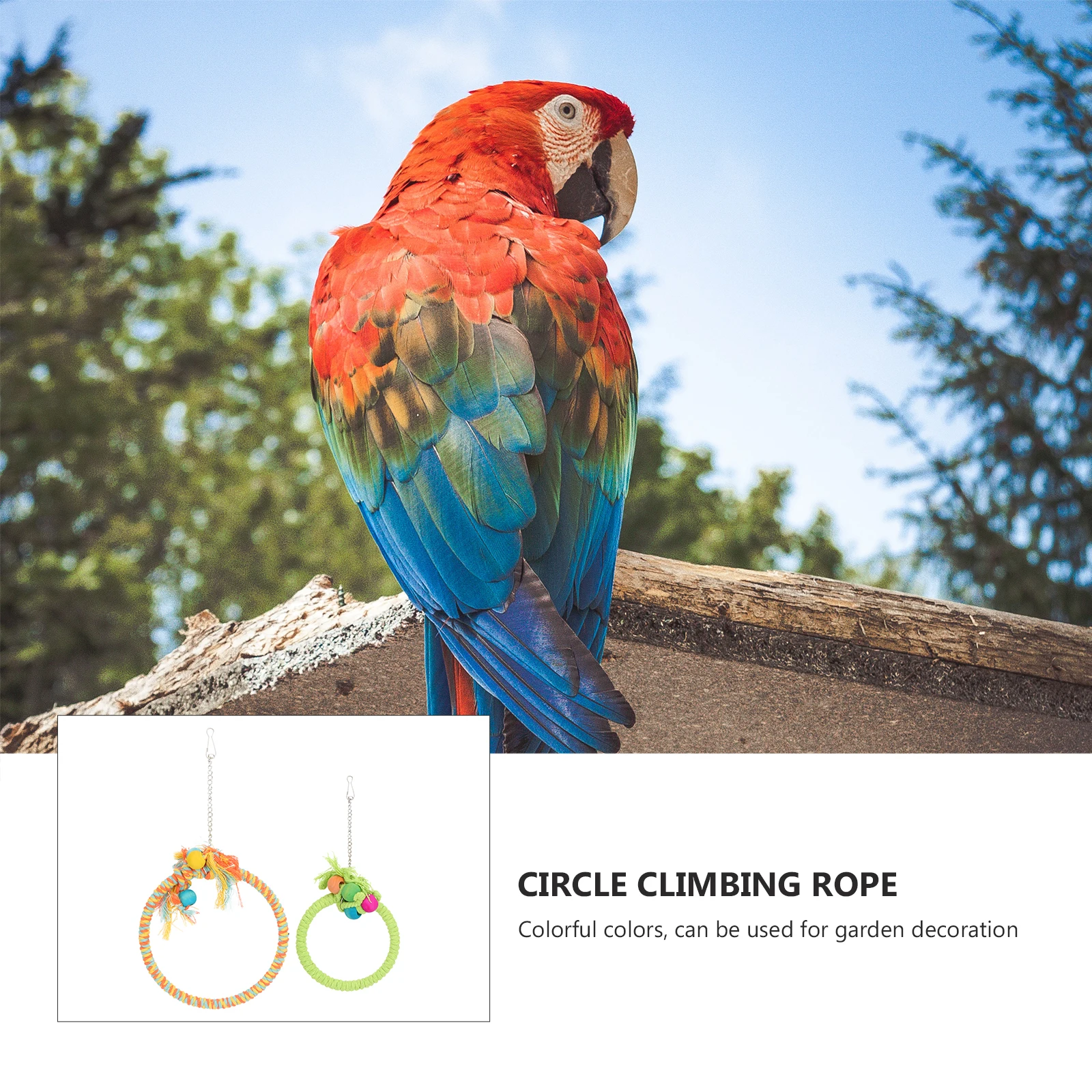 

2PCS Colorful Hanging Ring Durable Cotton Rope Swing Bird Biting Playthings Pet Parrot Chewing Toys Safe Exercise Bright Wear
