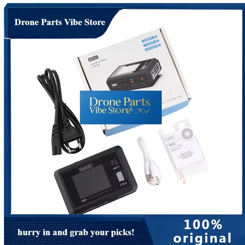 

Drone Parts 1pcs New ToolkitRC M7AC AC 100W/DC 300W Input XT60 XT30 Output 2-6S Lipo Battery Balance Charger For Model Aircraft