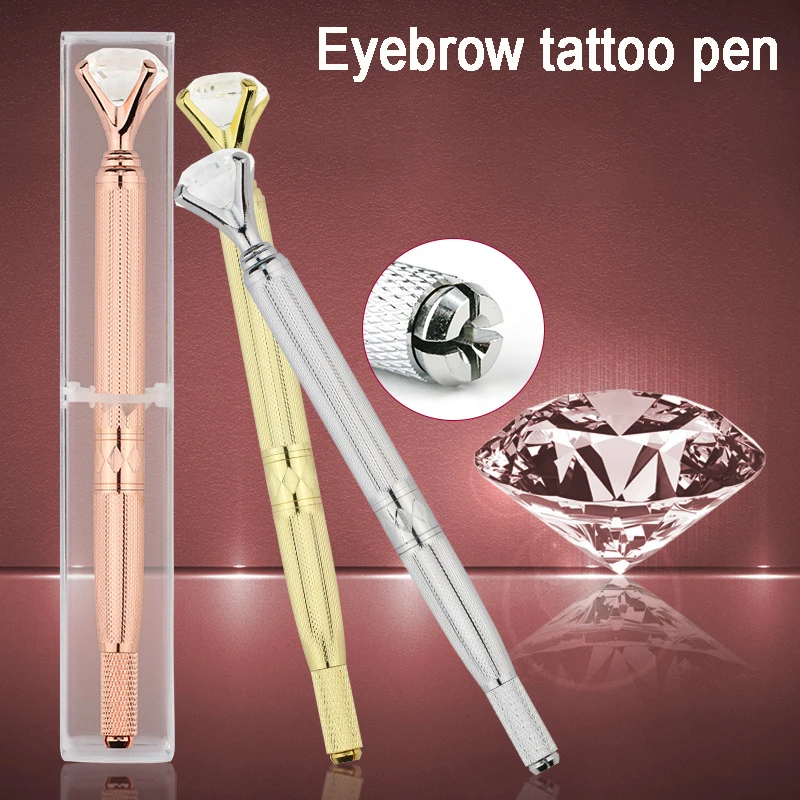 

Professional 3D Eyebrow Embroidery Manual Pen Microblading Lip with Crystal Diamond Permanent Tattoo Accessories Beauty Tools