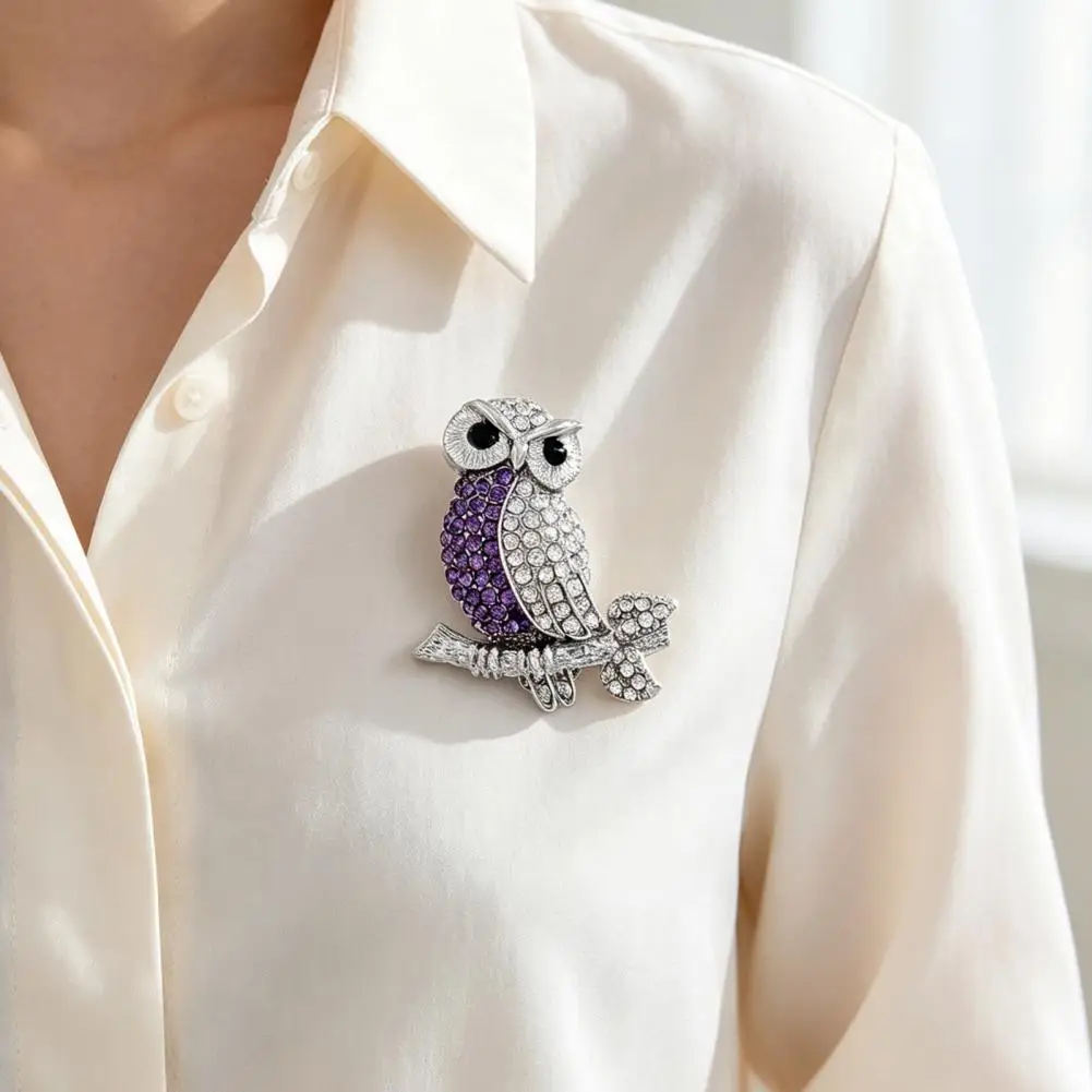Rhinestone Owl Brooch Pin, Alloy Bird Lapel Pin for Suits Coats Bags,Vintage Bling Bird Accessories for Women Men