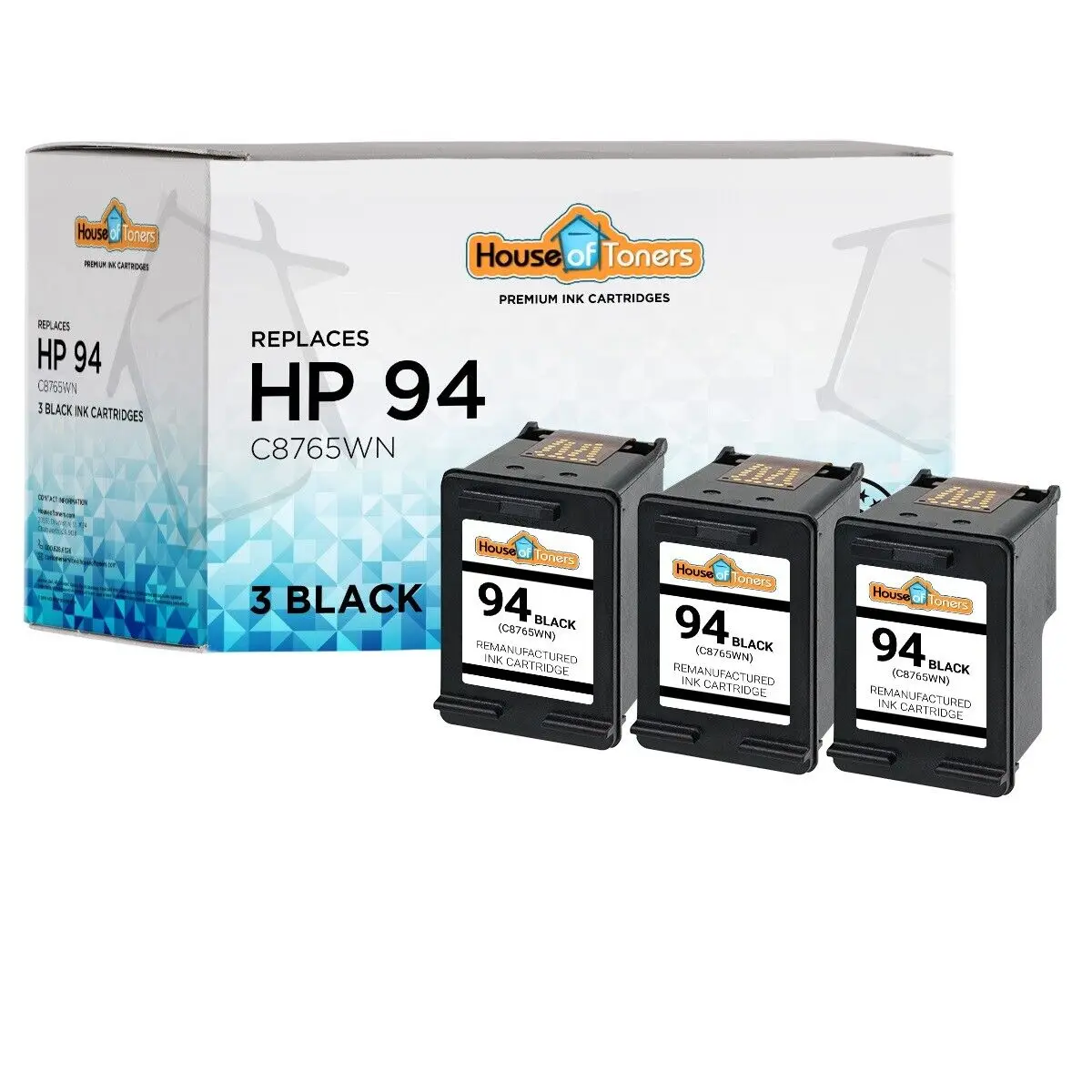 3 pacote hp 94 (c8765wn) preto para hp deskjet 460