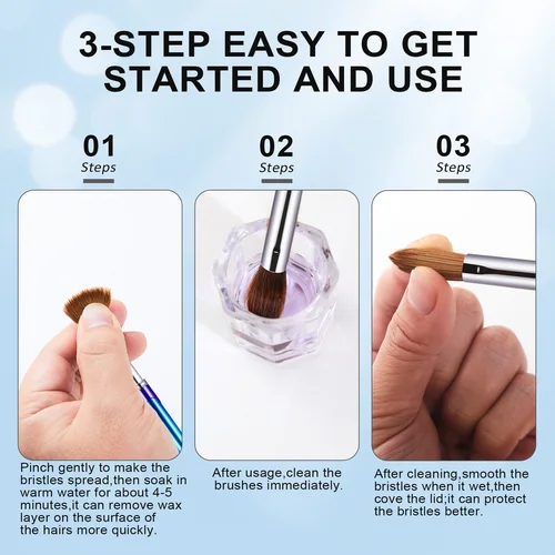 Imagen 2 del producto 100% Kolinsky pincel para uñas, pincel de Gel para manicura, pincel para decoración de uñas, polvo líquido acrílico, pincel de Gel para tallar, delineador, pluma de dibujo