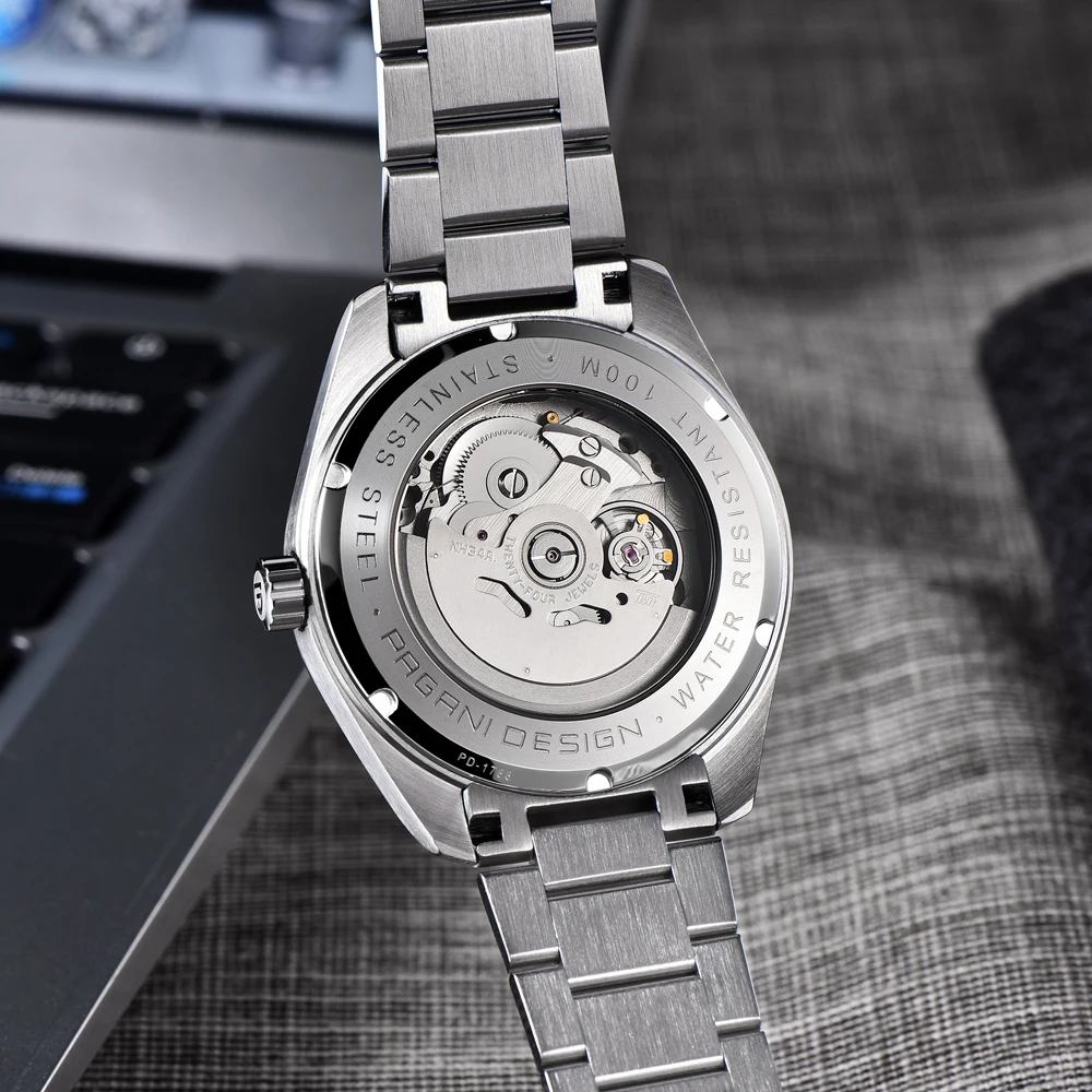 PAGANI DESIGN 1788 Leichte, luxuriöse mechanische Uhr, NH34A-Uhrwerk, Saphirglas, Herrenuhr, 316L, komplett aus Stahl, wasserdichte Herrenuhren