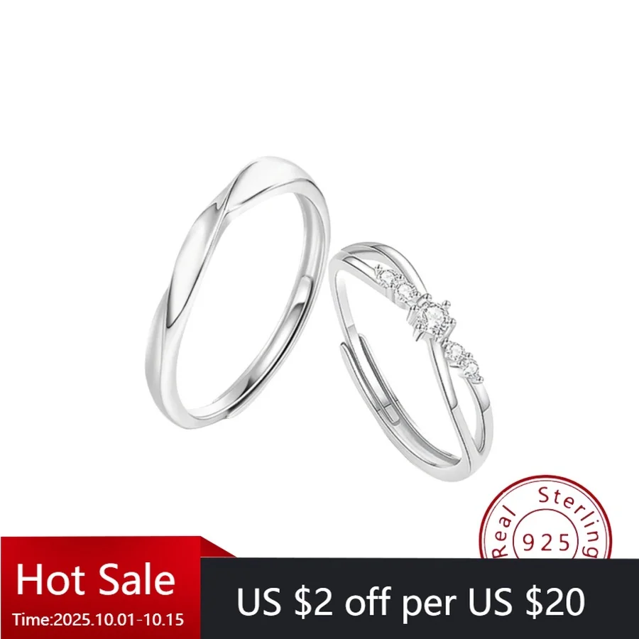 

Кольцо Sterling Silver Möbius Минималистичные и универсальные одинаковые кольца для пар Нишевый дизайн, доступная роскошь Регулируемая посадка