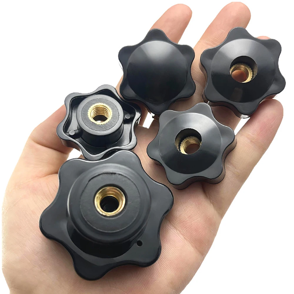 Plum Hand Tighten Nuts Handle Thread Mechanical Black Thumb Nuts Clamping Knob Manual Nuts