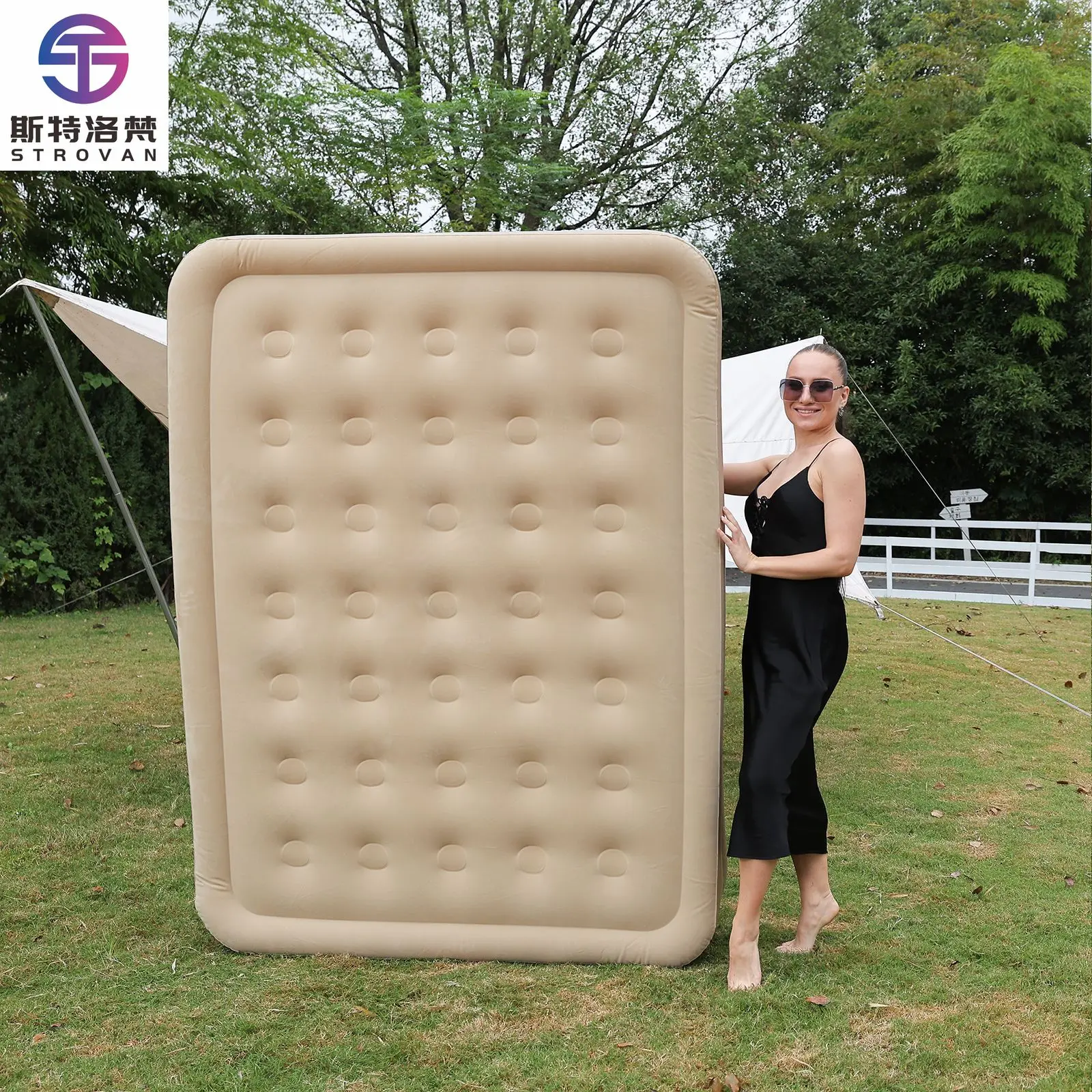 

STLF WJW New Single & Double Size Automatic Inflatable Air Mattress Foldable PVC with Built-in Pump for Outdoor & Hospital Use