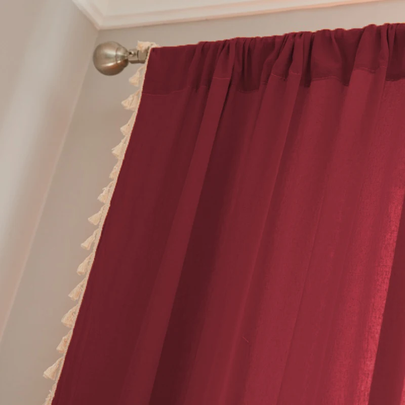 1 قطعة ستائر شرابة بلون سادة على طراز عيد الميلاد مناسبة لغرف النوم وغرف المعيشة والشرفات وحفلات العطلات وديكور المنزل #6