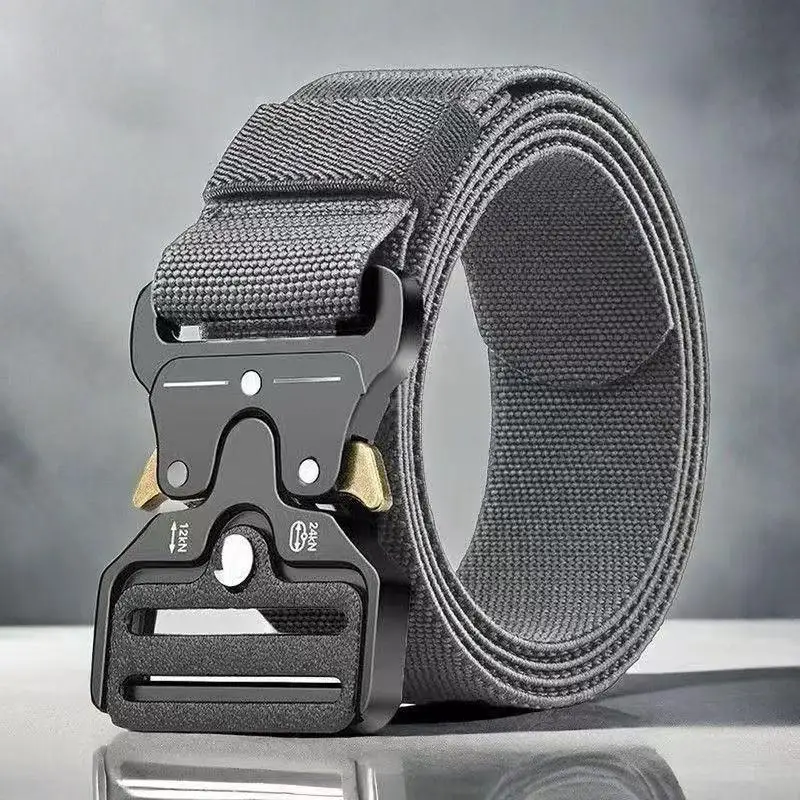 Men Tactical Nylon Webbing Belt Adjustable Heavy Duty Waist Strap For Daily Wear Hiking Training Outdoor Activities