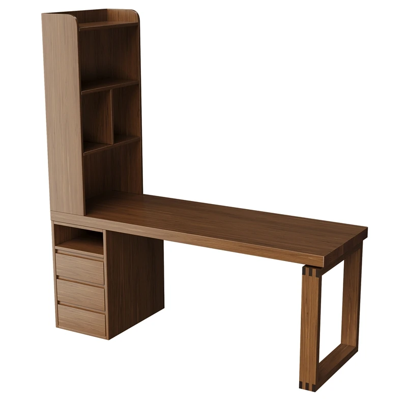 

All solid wood desk, bookshelf, long table integrated, writing study table against the wall, bedroom household w