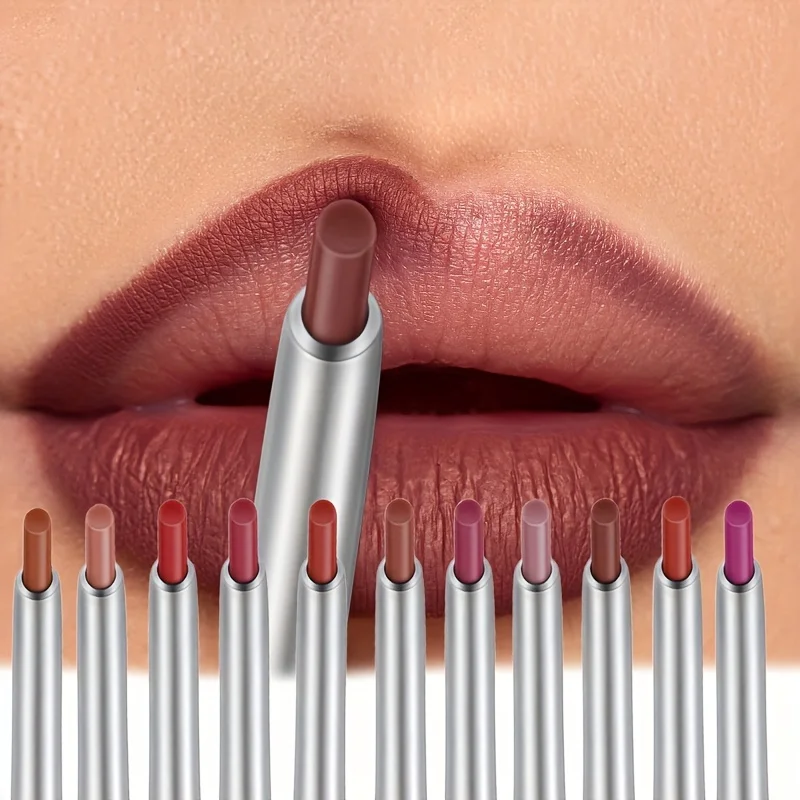 Long Lasting Waterproof Matte Lipliner Pencil, Red Contour Lip Tint, Non Stick Cup, Velvet Soft Moisturizing Lipstick